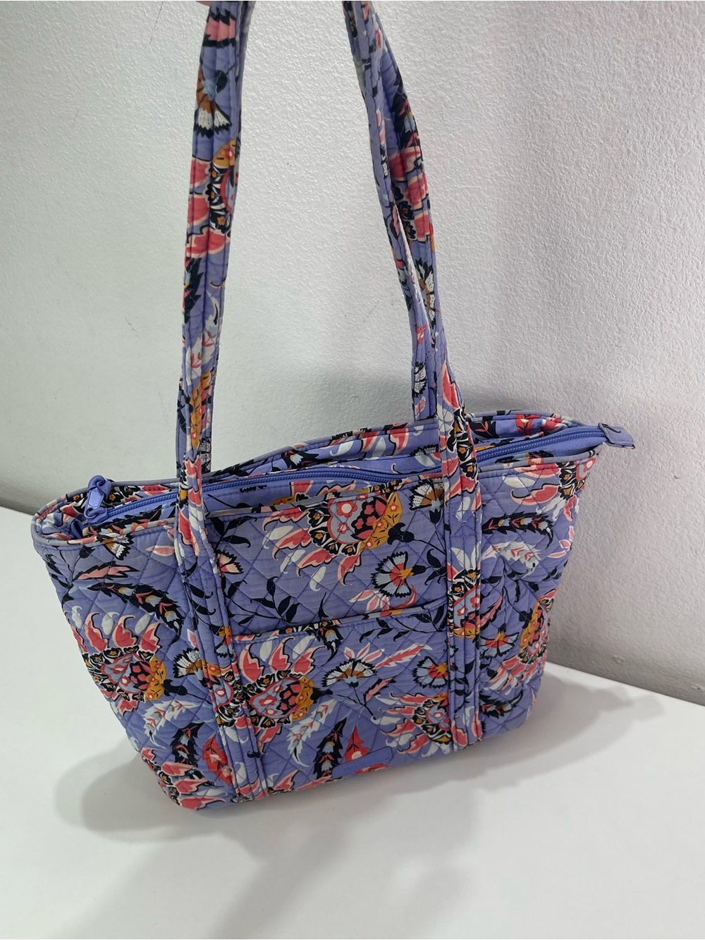 Vera Bradley Mural Garden Zip Tote Bag Purple Organizer Boho Fairycore 10''